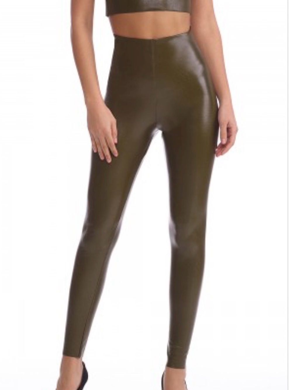 Commando Faux Leather Control Leggings in Cadet Olive Green